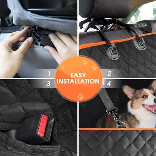 1PC Winter Dog Car Seat Cover Suitable For Rear Seats, Waterproof Seat Protector, Scratch Resistant Pet Car Pad, Black Orange